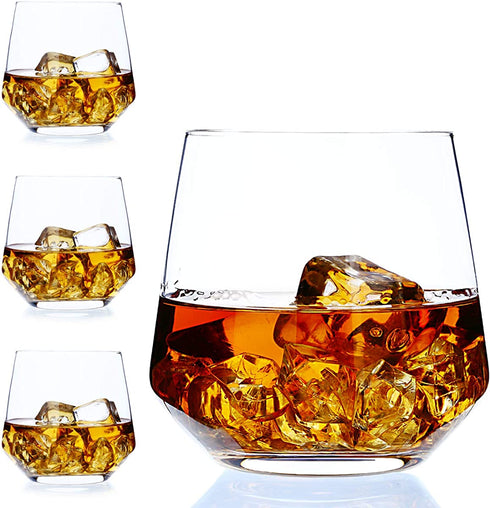 Whiskey Glass Set of 4 by Amallino , Old Fashioned Glass 14oz as Rocks Glasses
