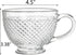 Lawei Set of 4 Glass Jumbo Mugs, 15 Oz Glass Coffee Mug with Handle Glass Cereal Cup Wide Mouth Mug for Coffee, Tea, Soup, Cereal, Ice Cream