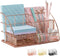 Rose Gold Desk Organizer for Women, AUPSEN Mesh Office Supplies Desk Accessories, Features 5 Compartments + 1 Mini Sliding Drawer