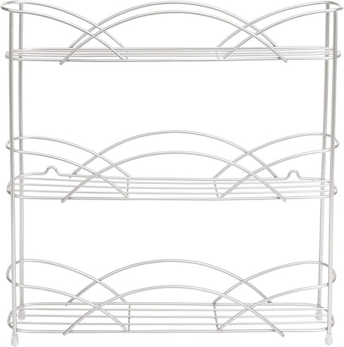 Freestanding Countertop or Wall Mount 3-Tier Spice Rack Organizer for Storing Bottles of Spices, Sauce, Dressing, Condiments, Vitamins & More, Great for Kitchen, Cupboards, Cabinet, Pantry, Silver
