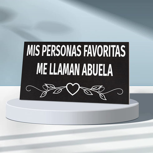 JennyGems Gifts for Abuela, Abuela Gifts from Granddaughter Grandson, Mis Personas Favoritas Me Llaman Abuela Wooden Sign, Regalo Para Abuela, Abuela Gifts for Christmas, Grandma Birthday Gifts