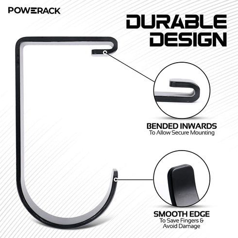 POWERACK Garage Hooks for Ceiling | 4 Pack Alloy Steel Bicycle Hooks | Flat Garage Rack Hooks | Easy to Install Bike Hangers for Garage Ceiling - Black Powder Finish| Each Bike Hook Supports 50 lbs