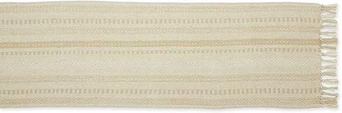 DII Farmhouse Braided Stripe Table Runner Collection, 15x108, Vintage Linen