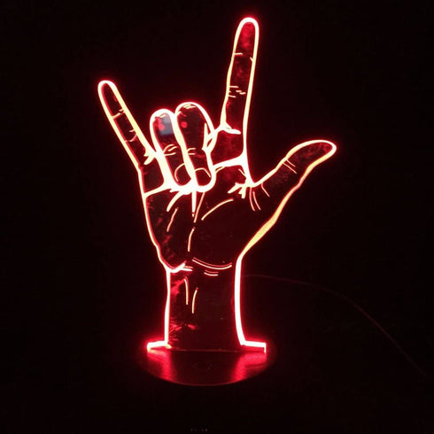 3D Optical Illusion I Love You Sign Language LED Hologram Night Light USB Operated Romantic Valentine' Day Party Decoration