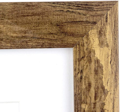Wooden Picture Frame Wooden Photo Frame for Wall or Tabletop with Mat (Yellow and brown,8x10 inches 2P)