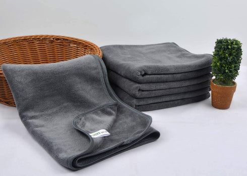 KinHwa Microfiber Hand Towels for Bathroom - Soft and Light-Weight Face Towels Odor Free Wash Towels for Bath, Spa, Gym (Gray, 4)
