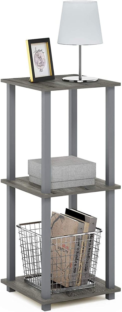 Furinno Simplistic Set of 2 End Table, French Oak Grey/Grey