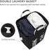 DOKEHOM 90L X-Large Linen Double Laundry Hamper, Collapsible Washing Basket, Foldable Clothes Bag - Durable and Easy to Clean (Black)
