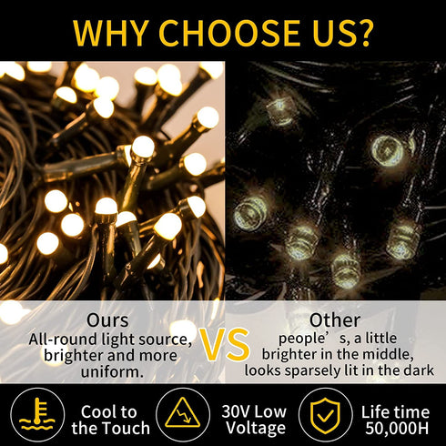 Christmas String Lights Outdoor/Indoor, 200LED Ultra-Bright Christmas Tree Lights,72FT UL Certified Fairy String Lights for Wedding Party Valentine's Day Decor (Warm White)