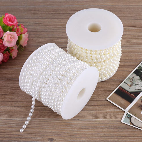 82ft Pearl Beads String, Pearl Garland Beaded Trim, Delicate Decorative Pearls String for Wedding Party Supplies(White)