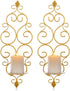 Sziqiqi Iron Wall Candle Sconce Holder Set of 2 Hanging Wall Mounted Pillar Candle Sconces Holder, Wall Sconces Decor for Bedroom Dining Room, Gold