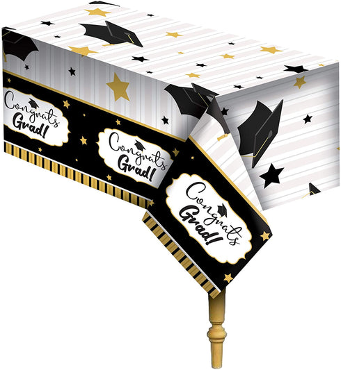 JOYIN Graduation Party Supplies Set with 18 Pcs Plastic Cups, 18 Pcs 9" Plates, 36 Pcs 6.5"X6.5" Napkins, Tablecover (54"x72") and Banner (36"x70")