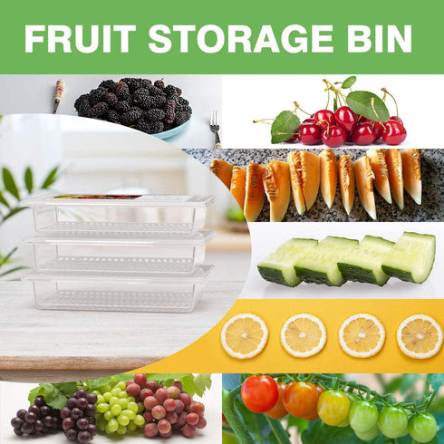 Refrigerator Organizer Bins Produce Saver - 2.5L x 3 SILIVO Fridge Storage Containers with Removable Drain Tray for Produce, Fruits, Vegetables, Meat and Fish