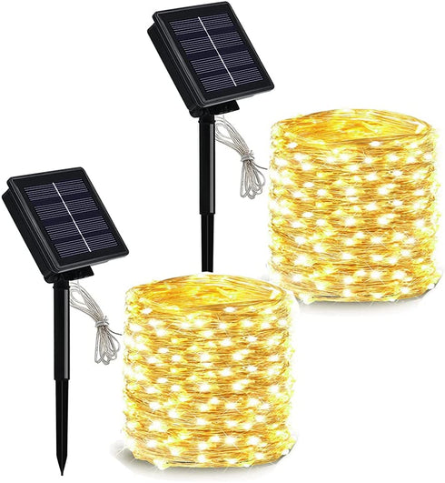 Solar Christmas Lights Outdoor Waterproof ,2 Pack Solar String Lights 72 Ft 8 Modes 200 LED Fairy Solar Lights for Party Wedding Patio Garden Christmas Xmas Tree Decor (Warm White)