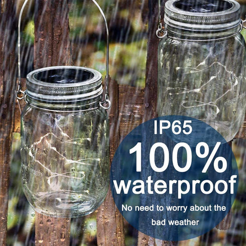 Solar Mason Jar Lights, 8 Pack 15 LED Waterproof Fairy Firefly Jar Lids String Lights with Hangers(NO Jars), Patio Yard Garden Wedding Easter Decoration - Cool White
