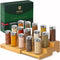 Bamboo Spice Organizer for Cabinet - Tiered Spice Rack Organizer for Cabinet or Countertop, Pantry Step Shelf (15.16"x 8.3" x 3.3")