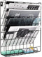 EASEPRES Hanging File Holder Organizer Metal Wall Mount Document Letter Tray Magazine Rack, 6 Tier, Black