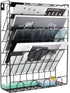 EASEPRES Hanging File Holder Organizer Metal Wall Mount Document Letter Tray Magazine Rack, 6 Tier, Black