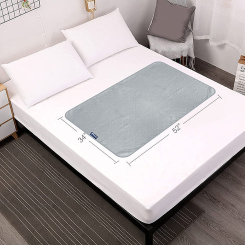 Waterproof Bed Pads Washable Large for Incontinence, Non Slip Bed Pads (52"x34") Grey, Pee Pads Durable Absorbent Underpads, Reusable Waterproof Pad Protector for Adults, Pets, Seniors