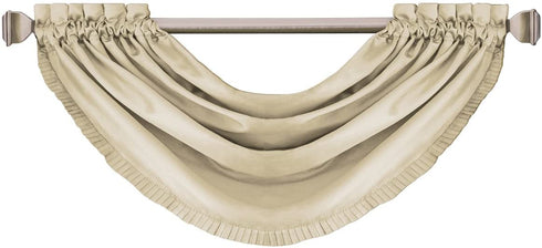Elrene Home Fashions Versailles Room-Darkening Faux-Silk Waterfall Window Valance, Accessory for Bedroom or Living Room Windows with Rod Pocket Tabs, 52" x 36", Ivory, 1 Panel