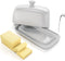 MEMNUN Butter Dish with Water, Ceramics Water Sealed French Butter Keeper with lid for Fresh Soft Butter (White)