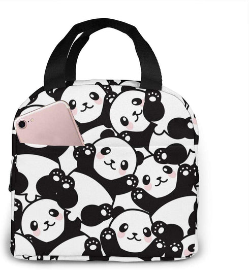 MSGUIDE Cute Panda Insulated Lunch Bag Leakproof Cooler Lunch Box for Men Women Adult - Reusable Thermal Tote Bag for Office Work School Picnic Beach