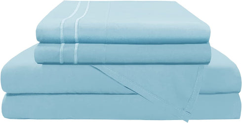 Mejoroom Full Bed Sheet Set - Super Soft Brushed Microfiber 1800 Thread Count Full Sheets with 15 inch Deep Pocket - Wrinkle Free - Breathable and Hypoallergenic - 4 Piece(Full, Aqua)