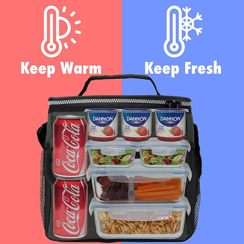 OPUX Large Insulated Lunch Box for Men Women, Leakproof Thermal Lunch Bag Cooler Work Office School, Soft Reusable Lunch Tote with Shoulder Strap, Adult Lunch Pail Kit, 18 Cans, Dark Gray