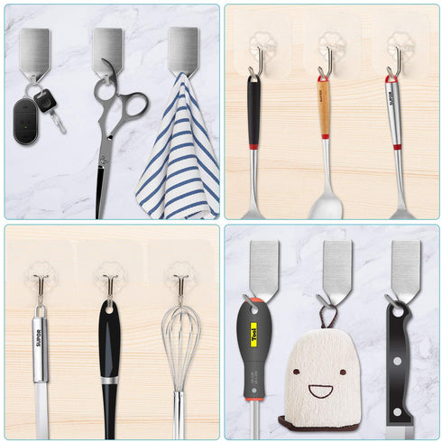 Adhesive Hooks.Heavy Duty Self Wall Hooks15lb(Max),Waterproof and Oilproof Transparent hooks11 Pack