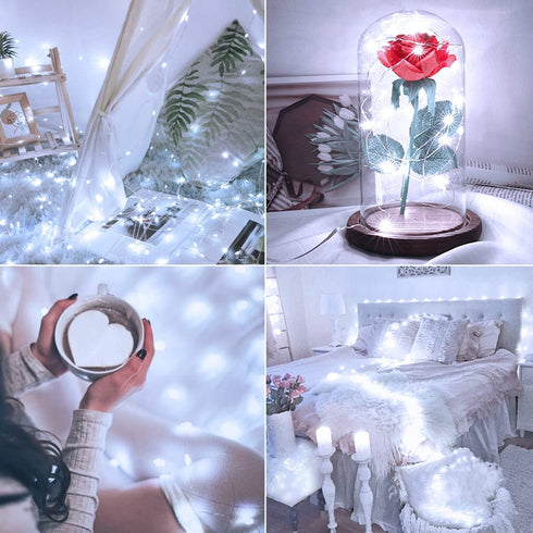 JMEXSUSS 2 Pack 200 LED Solar Fairy Lights Outdoor Waterproof, 66ft White Solar Lights with 8 Modes, Copper Wire Solar String Lights for Tree Garden Yard Patio Wedding Party Christmas Decoration
