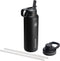 Thermoflask Double Stainless Steel Insulated Water Bottle with Two Lids, 40 Ounce, Black