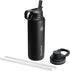 Thermoflask Double Stainless Steel Insulated Water Bottle with Two Lids, 40 Ounce, Black