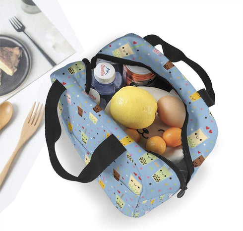 Happy Boba Bubble Tea Lunch Bag For Women Girls Kids Insulated Picnic Pouch Thermal Cooler Tote Bento Large Meal Prep Cute Bag Big Leakproof Soft Bags For Lunch Box, Camping, Travel, Fishing