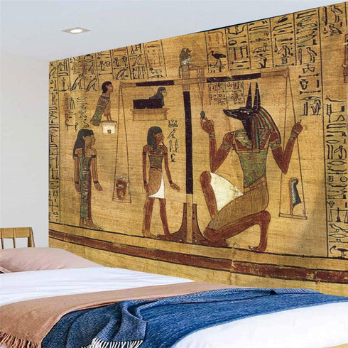 QCWN Egyptian Tapestry Wall Hanging Egyptian Ancient Religion Historical Tapestry Backdrop Cloth Egypt Egyptian Character for Home Dorm Living Room Decor. Multi 78x59Inc