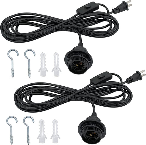 Plug in Hanging Light Kit, Industrial Pendant Lighting Fixture, E26 E27 Retro Hanging Lights with Plug in Cord, 14.76 FT Cord with On/Off Switch Hanging Lamp Fixture for Living Room Bedroom