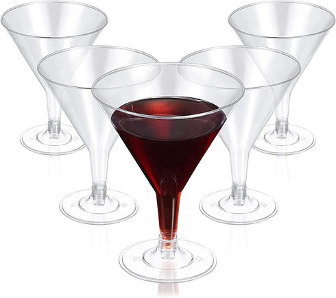Plastic Martini Glasses Disposable Martini Glasses 6.5 oz Disposable Plastic Cup Plastic Dessert Cocktail Cup Nice for Appetizer Dessert Mousse for Weddings Parties Supply (48 Pieces)