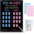 Baby Gender Reveal Board with Stand(12x17), 48 Boy Girl Voting Stickers, 1 Marker(erasable), He or She, Cast Your Vote Game for Guests, Gender Reveal Party Centerpiece Decorations, Chalkboard Design
