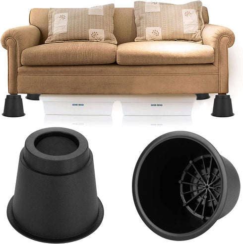 OwnMy 5 Inch Round Circular Bed Risers Bed Lifters Heavy Duty Furniture Risers Lifter for Bed Table Chair Desk Sofa Couch Risers, A Set of 4 (Black)