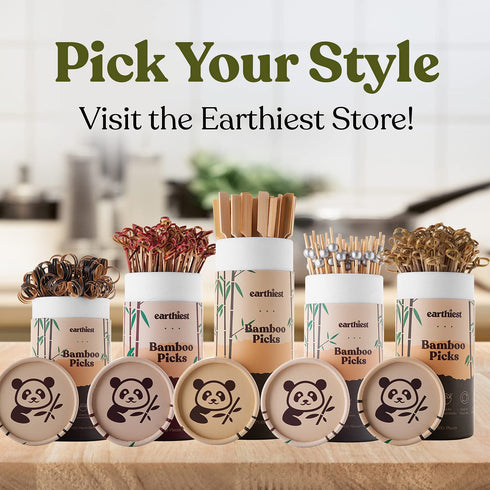 Bamboo Loop Cocktail Picks for Appetizers €“ 6 inch Black Bamboo Skewers (100 Pack) €“ Bamboo Food Picks €“ Party Toothpicks for Appetizers Fruits and Cocktail Drinks