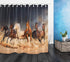 LB Horse Shower Curtain, Western Funny Masculine Stallion Horses Run in Farm Field Animal Farmhouse Shower Curtain Set with Hooks, Waterproof Polyester Horse Fabric Bathroom Decor 72x72 Inch