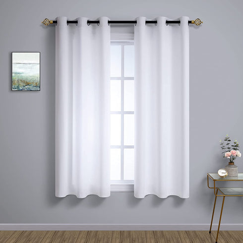 Small Window Curtains for Bedroom 2 Panels Set White Short Blackout Curtains for Bathroom Nursery 45 Inch Length