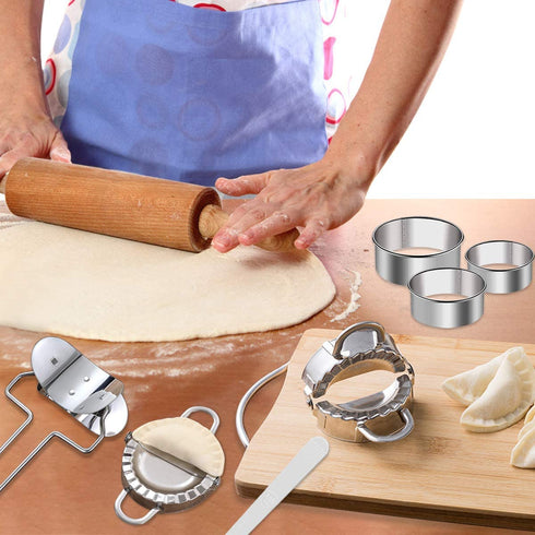 Dumpling Maker,Dumpling Mold Set and Cutter,Dumpling Press molds Dumpling Skin Maker Stuffing Spoon Flour Ring Cutter,Chinese Dumpling Pie Ravioli Empanadas Press Mold Kitchen Accessories