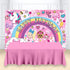 7x5ft girl dream sweet 16 pink party backdrop crazy big glitter happy birthday banner colorful happy cartoon unicorn puppy photo booth Studio Props Dessert Table Banner Party Supplies mural poster
