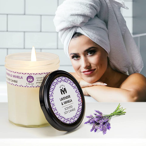 Scented Candle Gifts for Women, Lavender & Vanilla Soy Candle for Home Scented and Home D©cor in Kitchen,Bathroom, Spa,2 Pack Holiday Candles for Christmas, Mother Day, Birthday