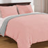 Basic Beyond Duvet Cover Queen Size, Washed Microfiber Coral Pink/Grey Duvet Cover Set with Coconut Button Closure - 3 Pieces (1 Duvet Cover & 2 Pillowcases)