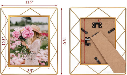 8x10 Picture Frame Set of 2, Metal Frames Fits 8 by 10 Inch Photo Tabletop or Wall Mounting Display
