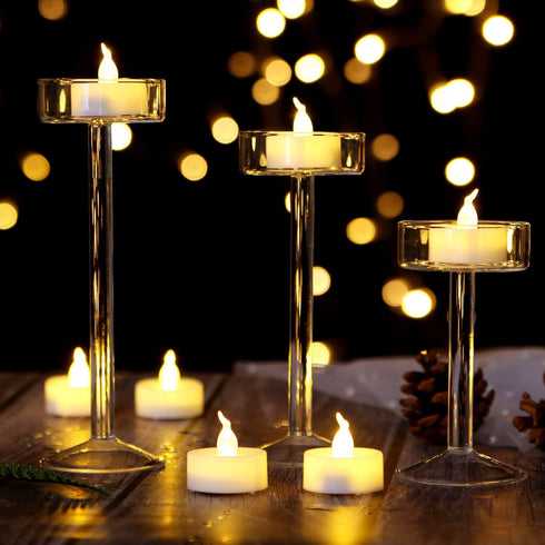 AGPTEK Timer Flickering Tea Lights 24 Pack Flickering LED Candles with Timer Battery Operated Flameless Tealight Candles for Wedding Holiday Party Home Decoration Warm White