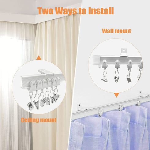 Ceiling Curtain Track, Flexible Bendable Ceiling Curtain Track Curved Curtain Track 12Ft Ceiling Track for Curtains Room Divider Curtain Rail Track Ceiling Wall Mount for RV Curtain Bay window