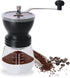 JARNAR Manual Coffee Bean Grinder ,Ceramic Burr ,Stainless Steel Handle with 1 Translucent Bottom Glass with Graduations Jars ?Hand Coffee Mill for Home Office and Travelling