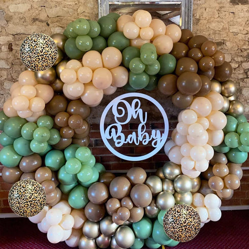 Safari Balloon Garland Arch Kit Olive Brown Coffee leopard print Birthday Decorations And Gold Baby Shower